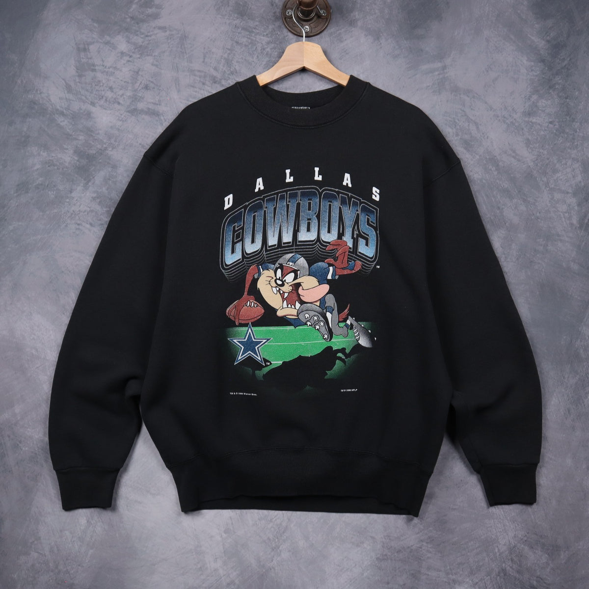 1996 Black Dallas Cowboys Taz Crewneck Sweatshirt 6780