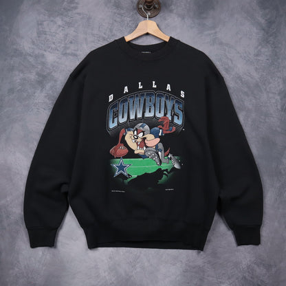 1996 Black Dallas Cowboys Taz Crewneck Sweatshirt 6780