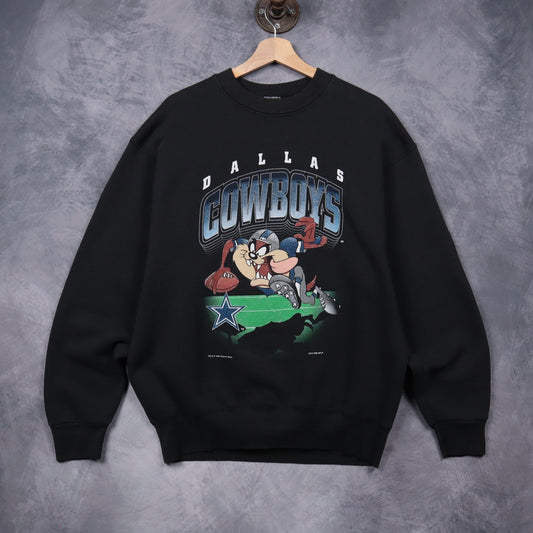 1996 Black Dallas Cowboys Taz Crewneck Sweatshirt 6780