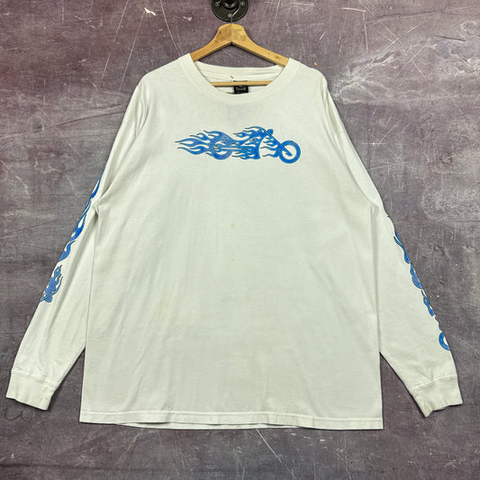 00s White Biketoberfest Flame Sleeve Shirt 3077