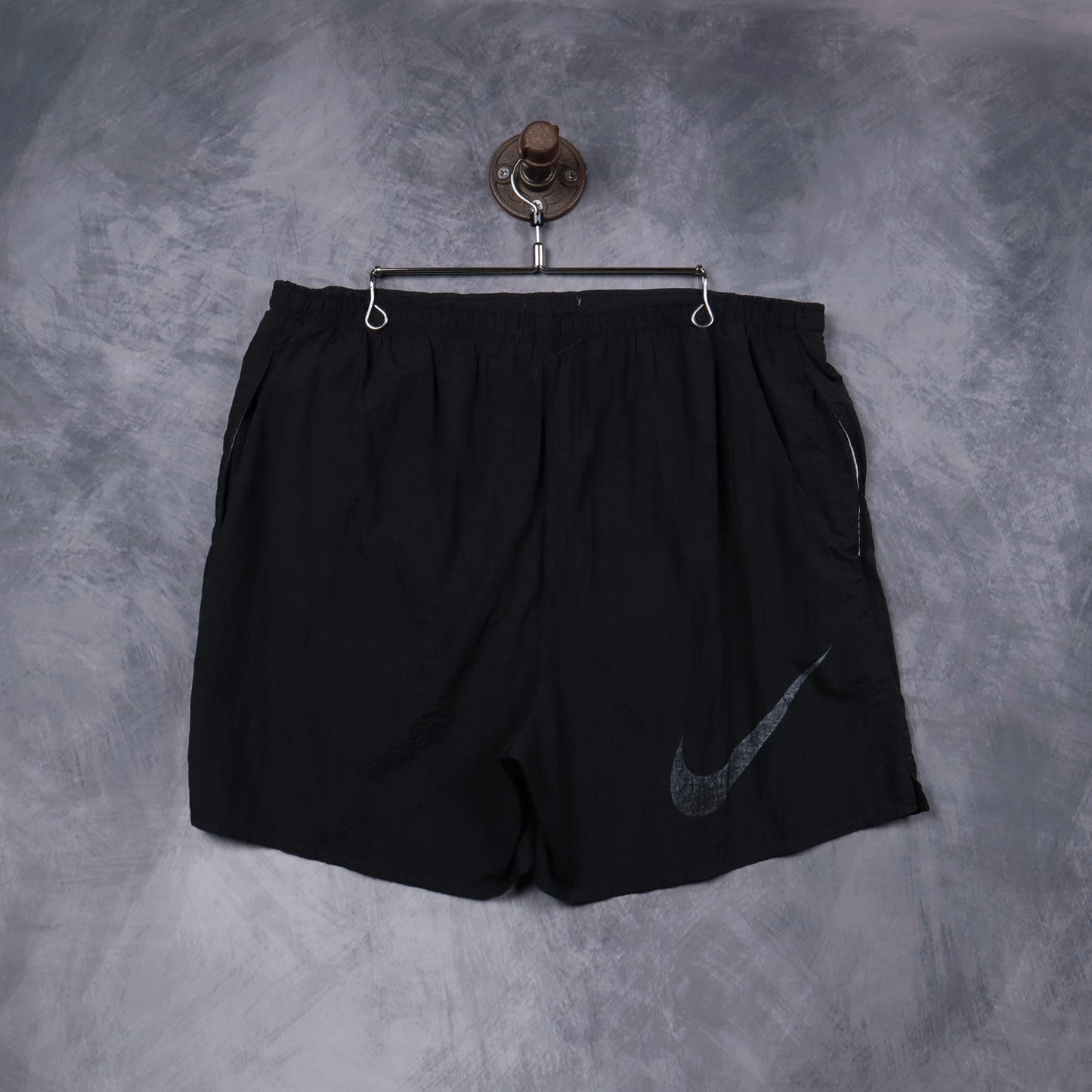 90s Black Nike Swoosh Nylon Shorts 5216