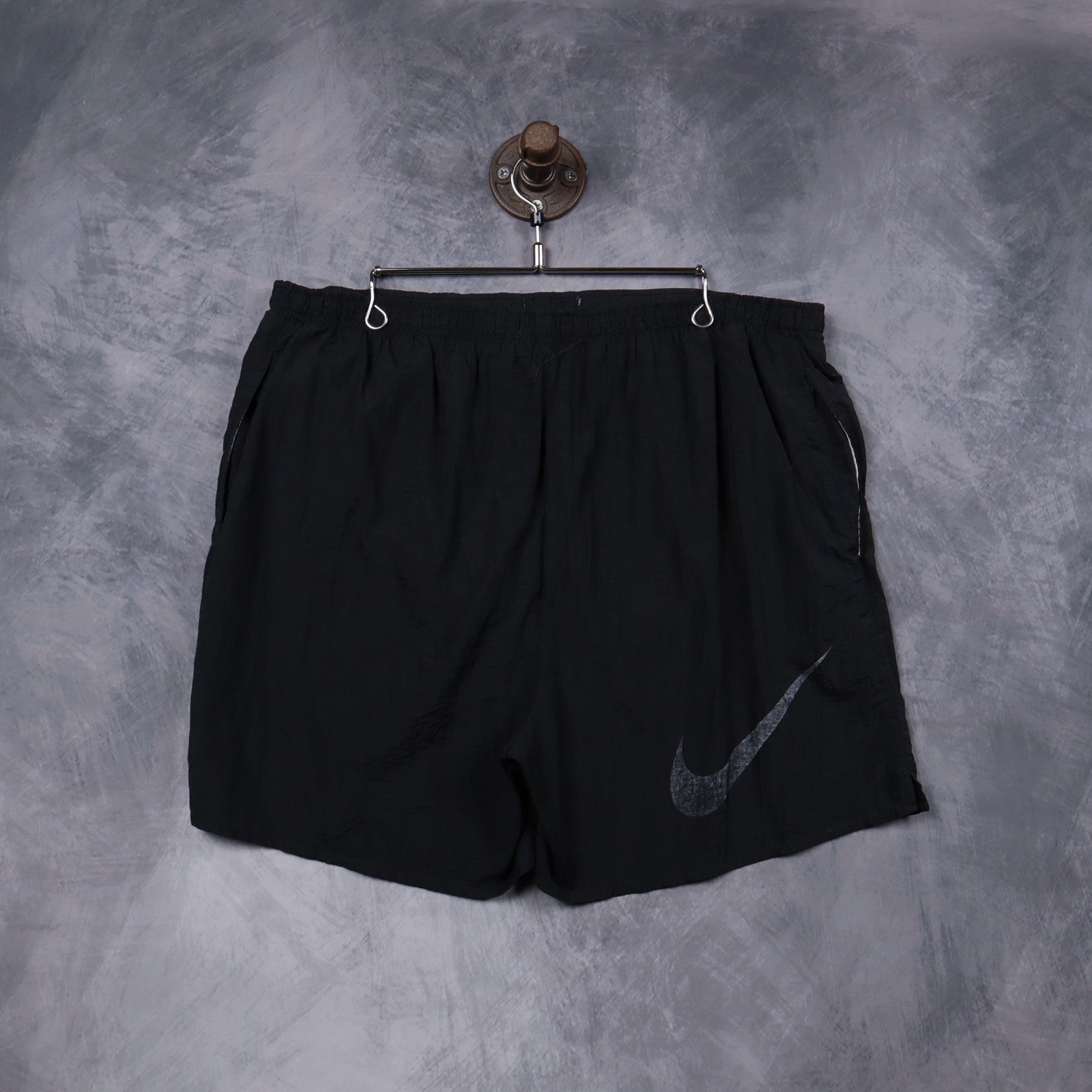 90s Black Nike Swoosh Nylon Shorts 5216