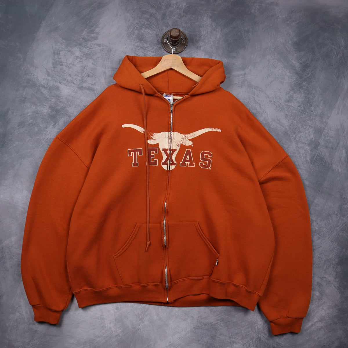 00s Burnt Orange Texas Longhorns Russell Athletic Zip Up Hoodie 5638