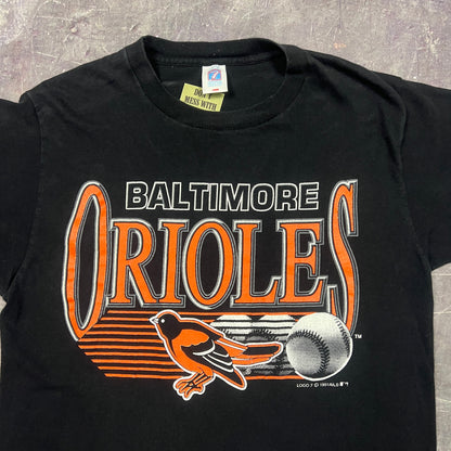 1991 Black Baltimore Orioles MLB Baseball Graphic Shirt L AR90