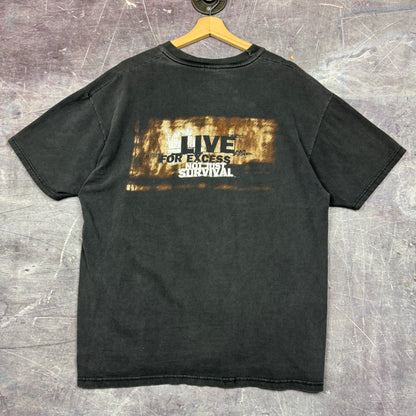 Early 00s Black No Fear Live For Excess Not Just Survival Graphic Shirt XL 0875