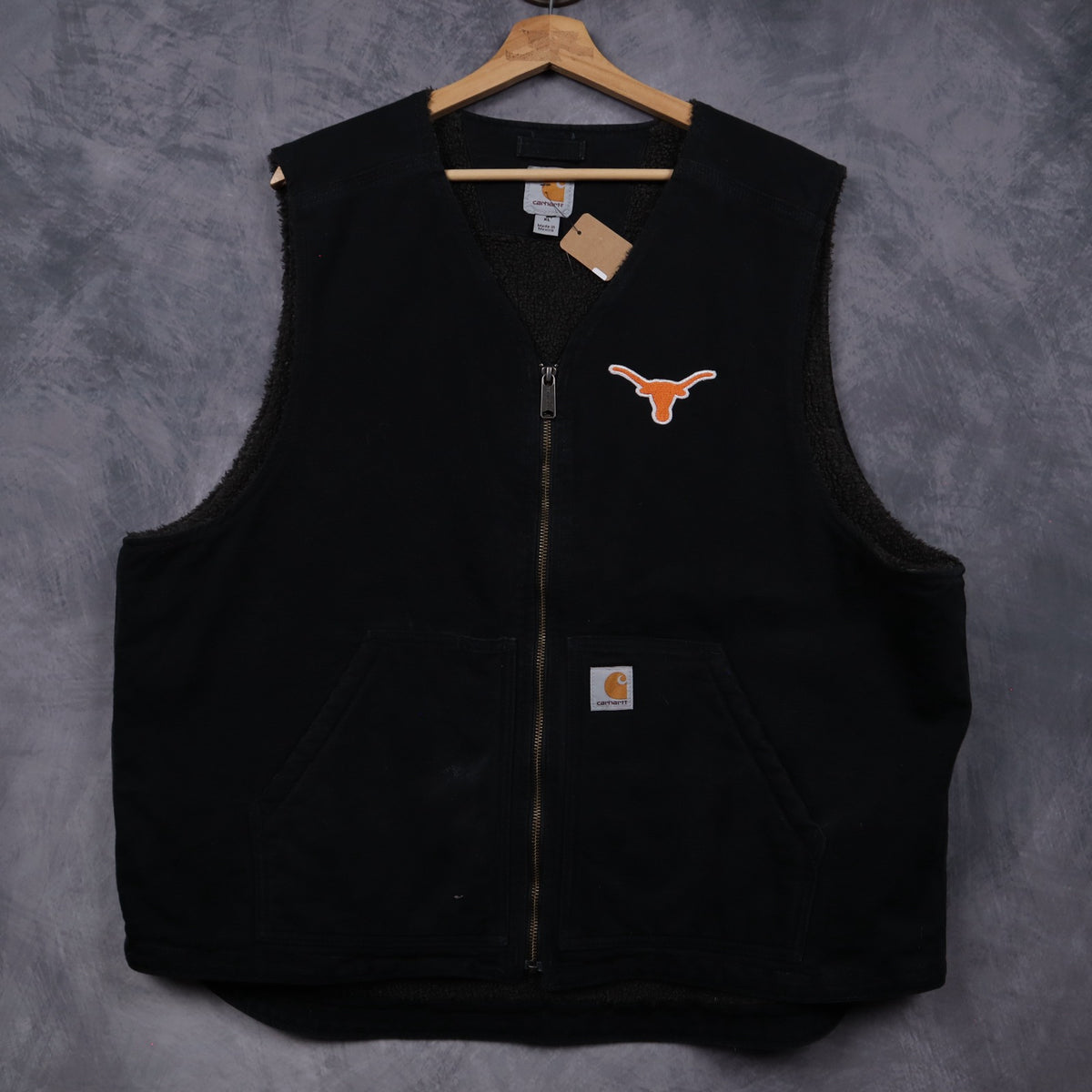 00s Black Carhartt Texas Longhorns Sherpa Lined Vest 5900