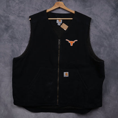 00s Black Carhartt Texas Longhorns Sherpa Lined Vest 5900