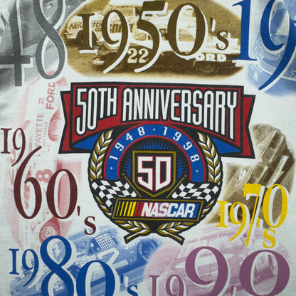 1998 White Nascar 50th Anniversary Shirt 3933