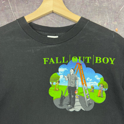 Early 00s Black Fall Out Boy Black Clouds & Underdogs Tour Graphic Shirt M 1175