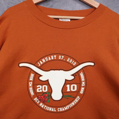2010 Burnt Orange Texas Longhorns BCS National Championship Crewneck Sweatshirt 5713