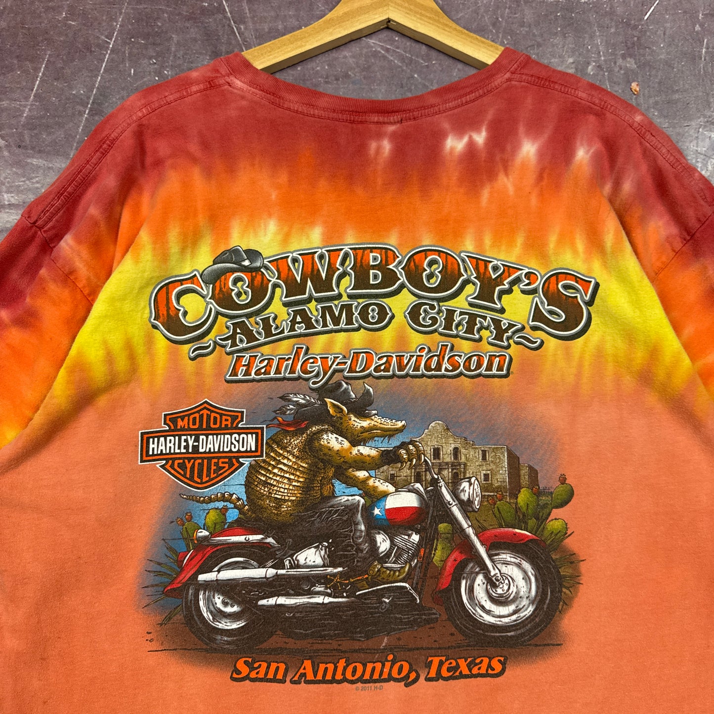00s Orange Tie-Dye Harley Davidson Shirt 3129