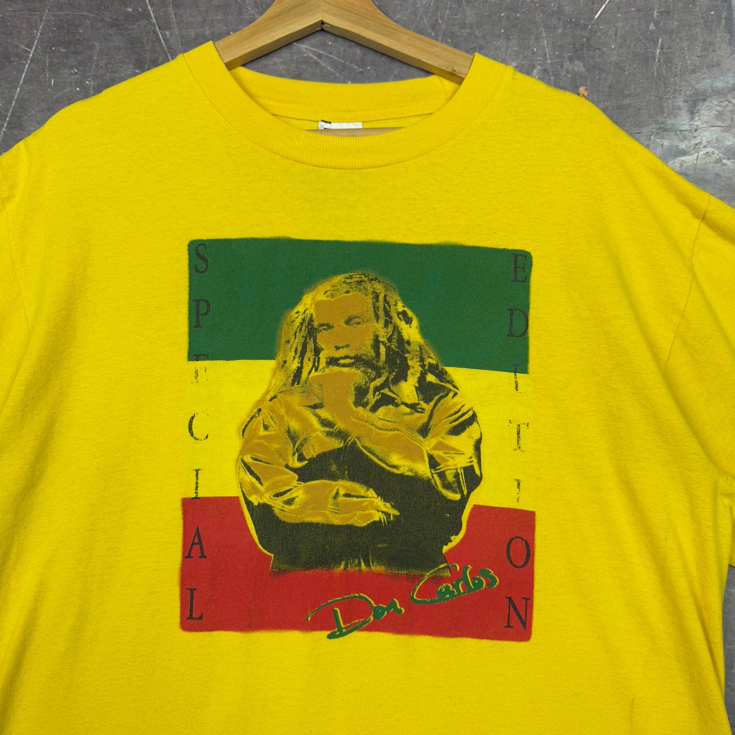 90s Yellow Don Carlos Reggae Special Edition Graphic Shirt L 0957