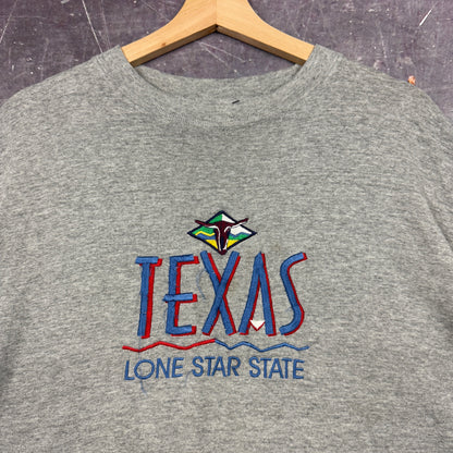 90s Light Gray Texas Lone Star State Embroidered Graphic Shirt XL 1166