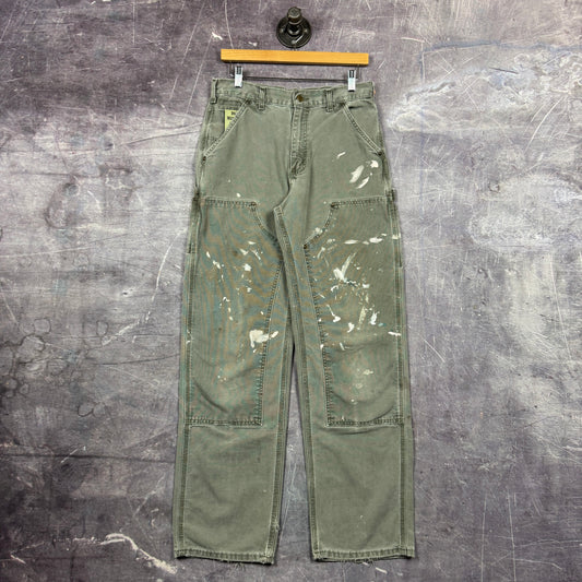 00s Olive Green Painter Double Knee Carhartt Carpenter Work Pants 29x32 0390