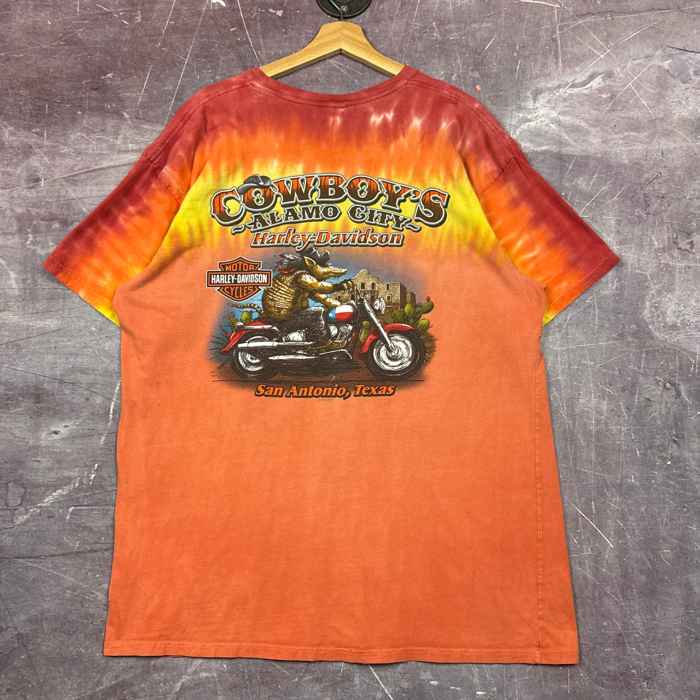 00s Orange Tie-Dye Harley Davidson Shirt 3129