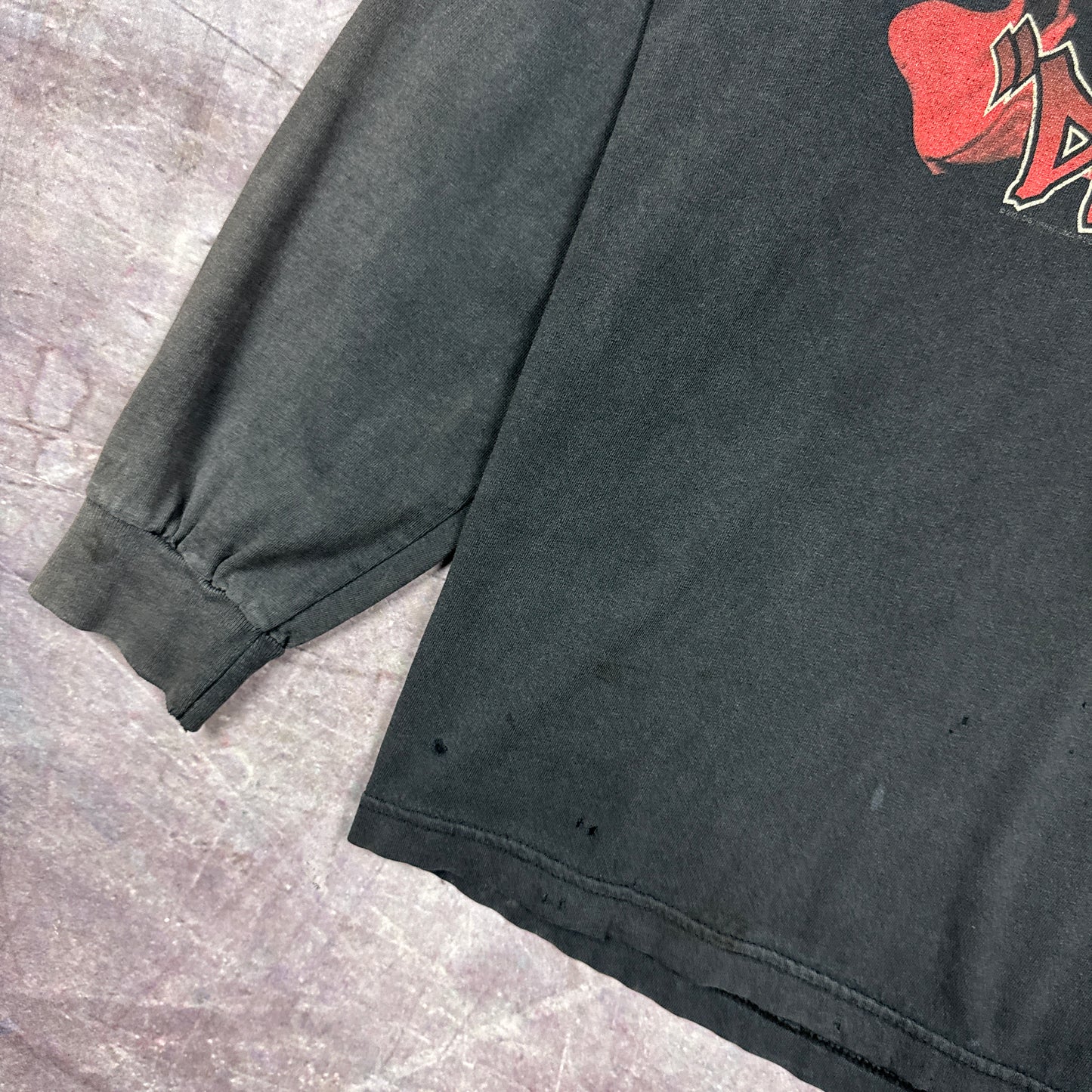 90s Faded Black Disturbed Graphic Long Sleeve Shirt L 2823