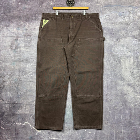 00s Mocha Brown Double Knee Carhartt Carpenter Work Pants 41x31 0423