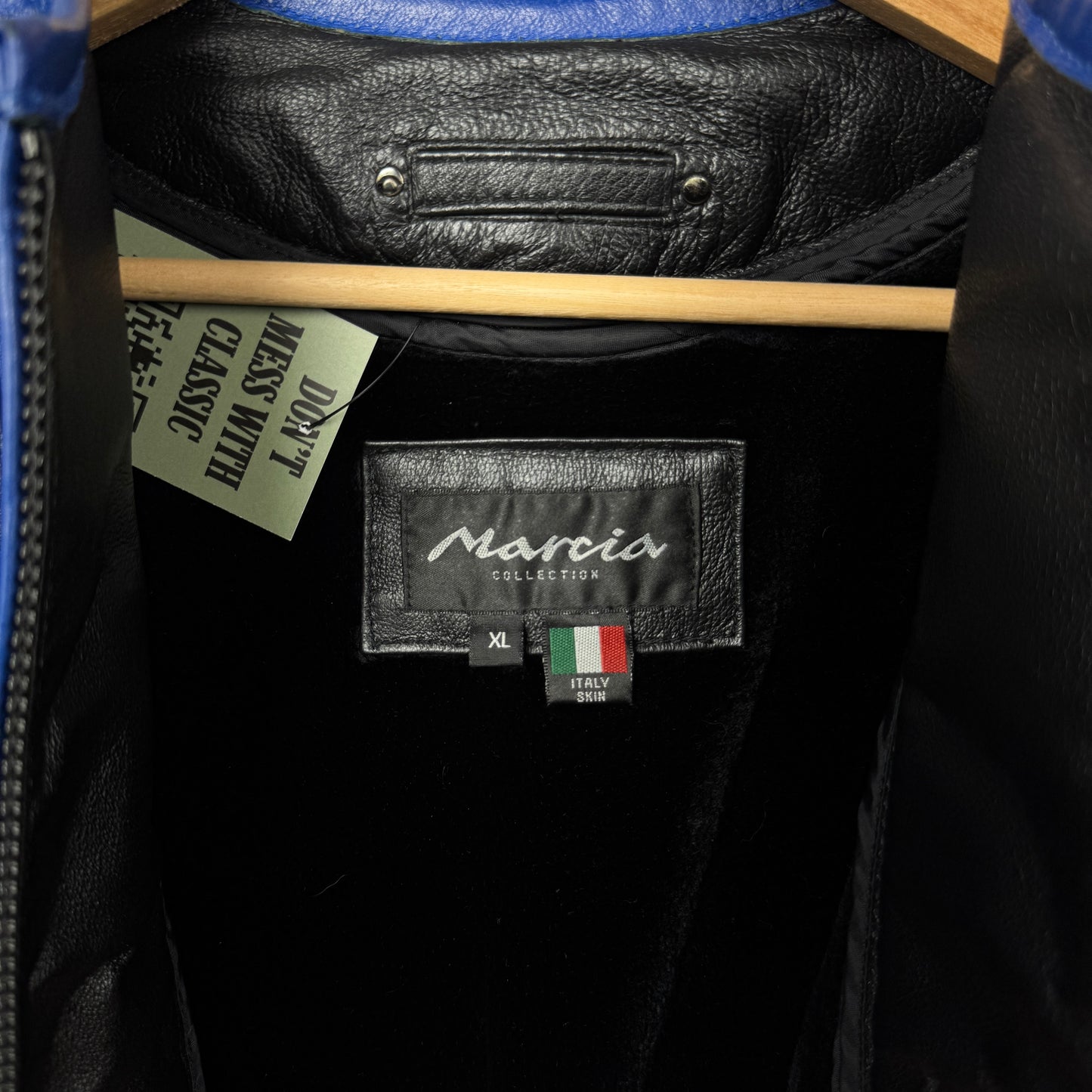 00s Black And Blue Leather Racing Jacket 3996