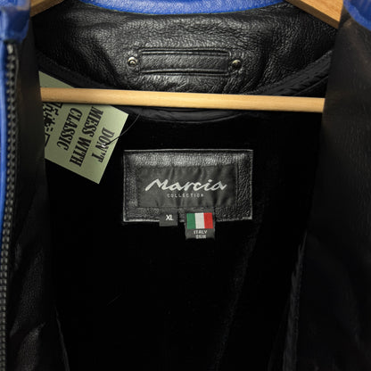 00s Black And Blue Leather Racing Jacket 3996