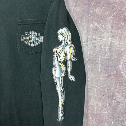 00s Navy Blue Harley Davidson Long Sleeve Shirt 3058