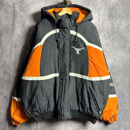 90s Black Texas Longhorns Logo Athletic Puffer Jacket BNWT 4465