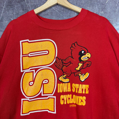 90s Red Iowa State Cyclones Cardinal Graphic Crewneck Sweatshirt L 1195