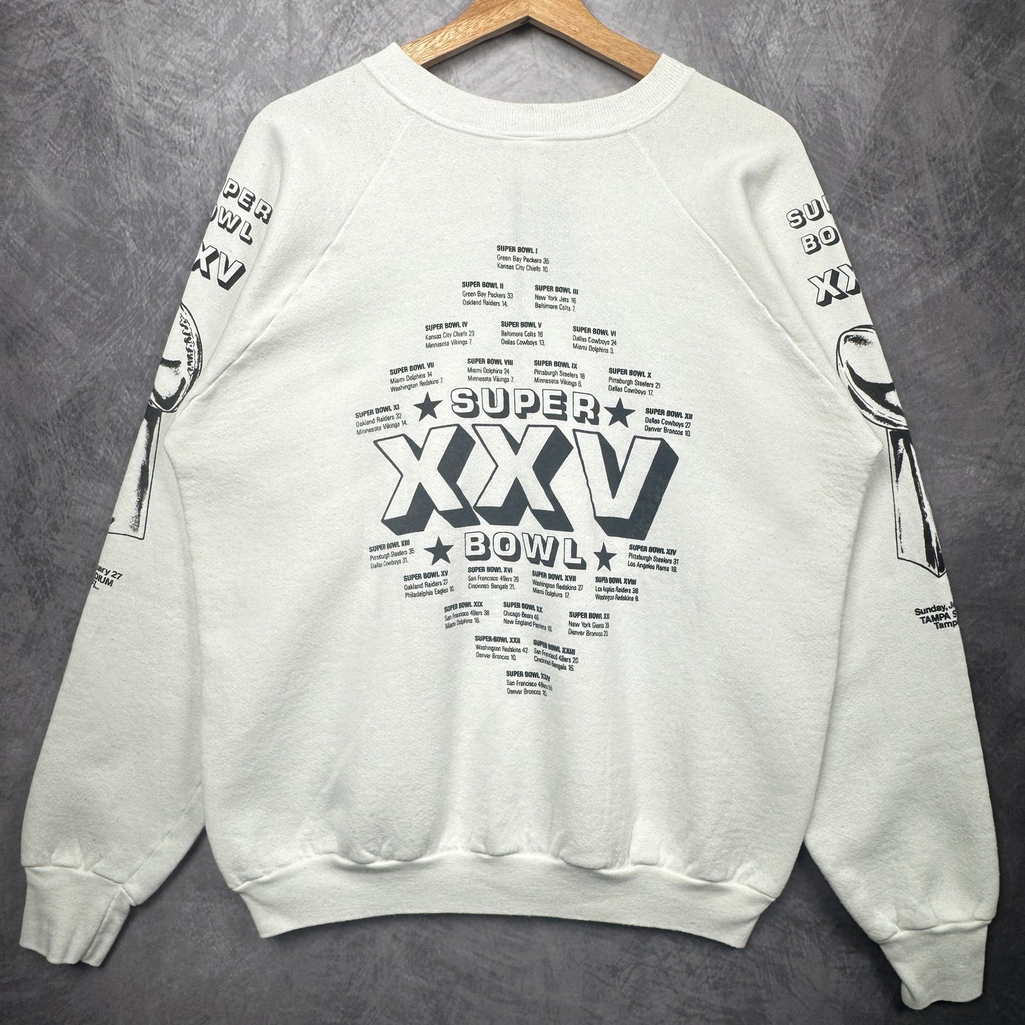 1991 White Superbowl XXV Crewneck Sweatshirt 4110