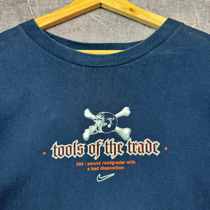 Early 00s Navy Blue Nike Tools Of The Trade Skelton Football Graphic Shirt XXL 0900