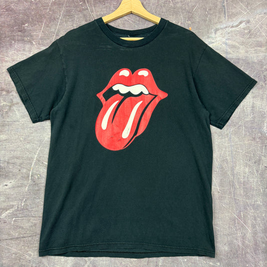 Early 00s Black Rolling Stones Tongue Logo Graphic Shirt L 0905