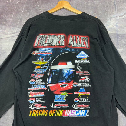 2000 Black Thunder Alley Tracks of Nascar Graphic Long Sleeve Shirt L 0928