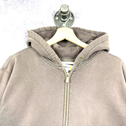 Early 00s Brown Carhartt Essential Logo Zip-Up Hoodie M 0319