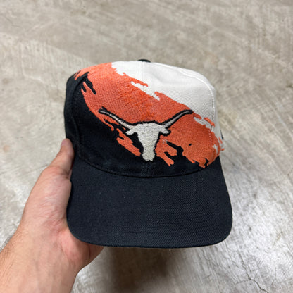 90s White Logo Athletic University of Texas Longhorns Splash Snapback Hat