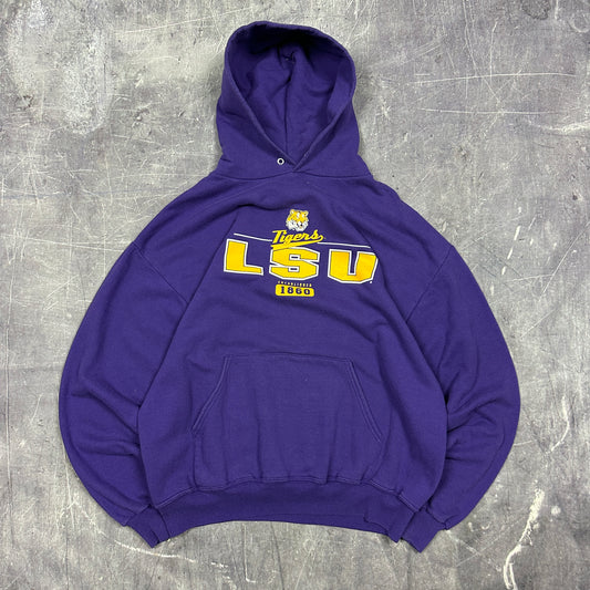 Early 00s Purple LSU Tigers Graphic Hoodie L AA74