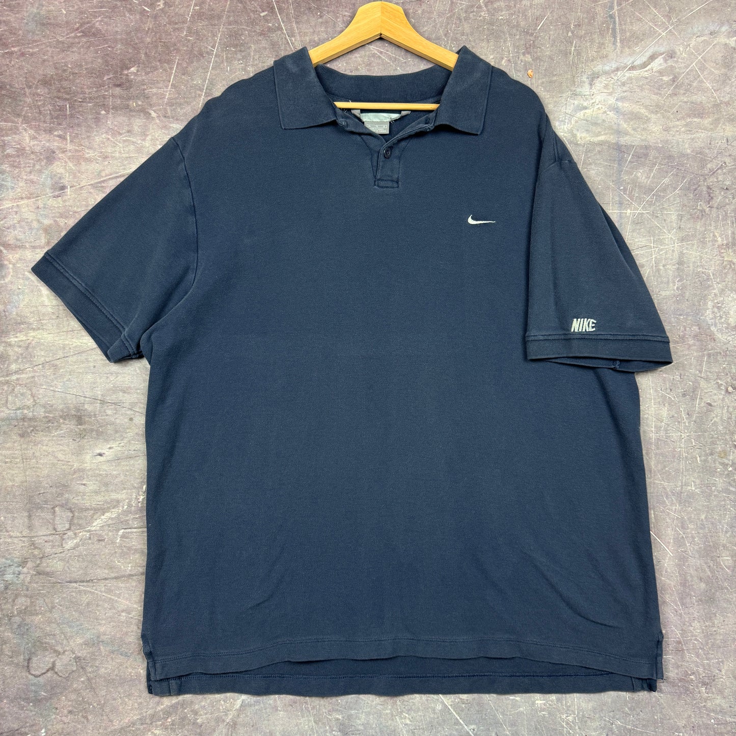 Early 00s Navy Blue Nike Mini Swoosh Essential Polo Collared Shirt XXL 0824