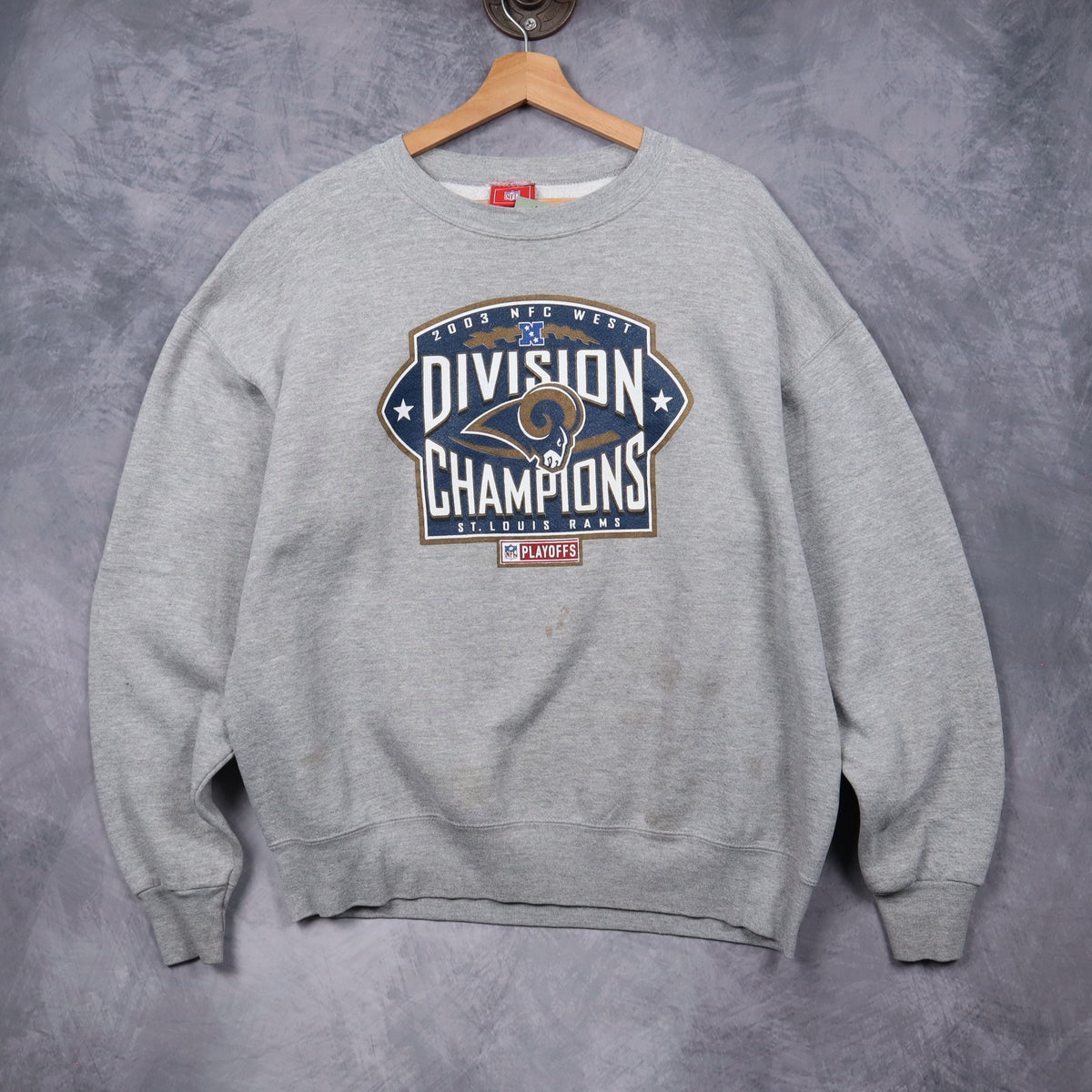 2003 Grey St. Louis Rams NFC West Division Champions Crewneck Sweatshirt 6483