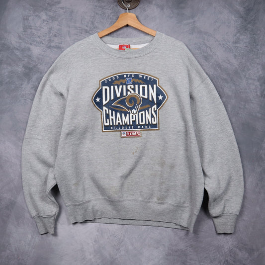2003 Grey St. Louis Rams NFC West Division Champions Crewneck Sweatshirt 6483
