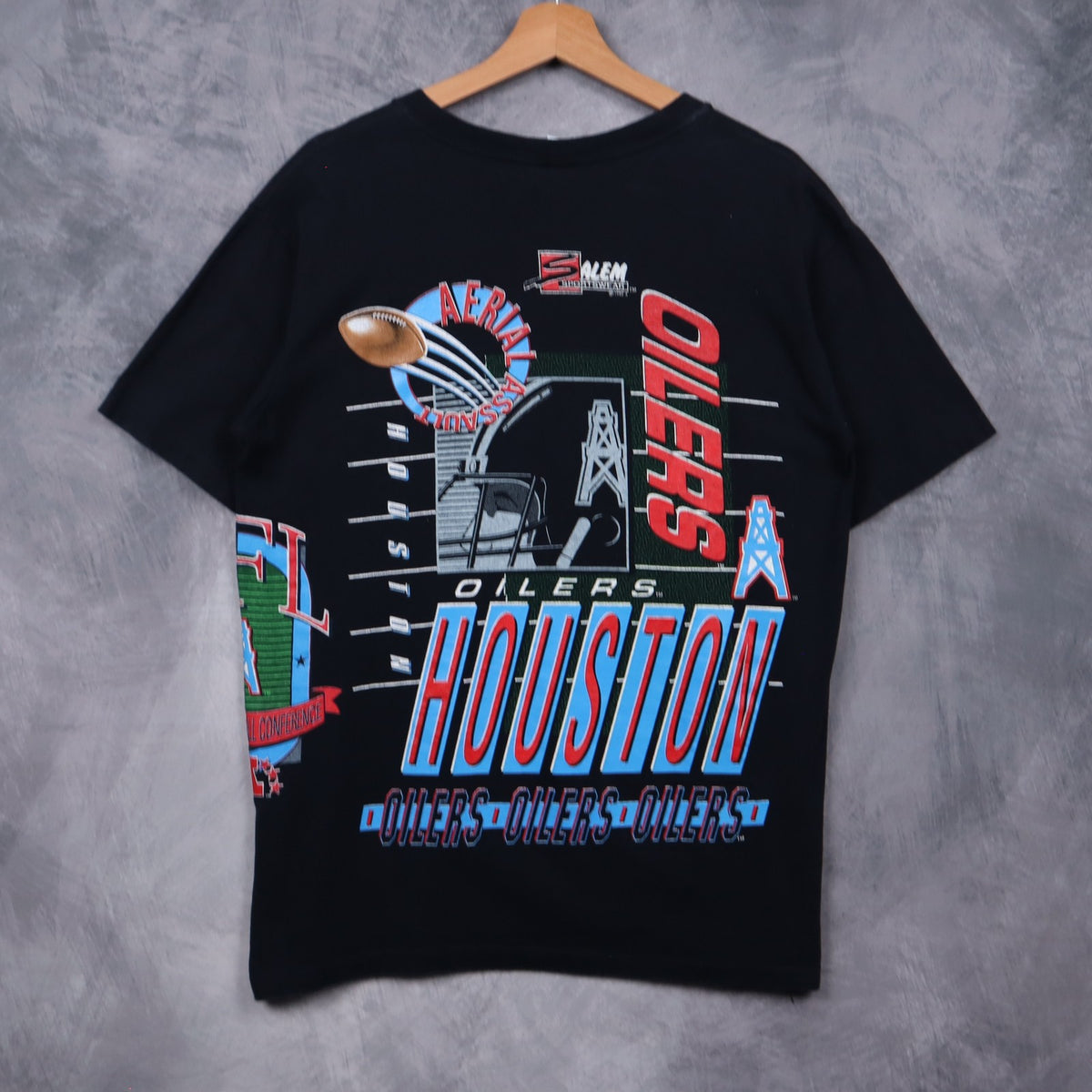 1992 Black Houston Oilers Aerial Assault Shirt 6554