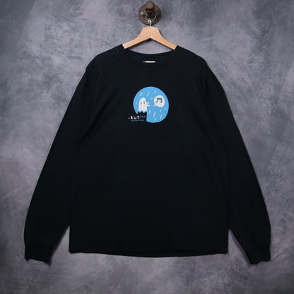 Early 00s Black KUT 90.5 Austin Texas Ghost Long Sleeve Shirt 5381
