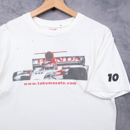 Early 00s White Honda Racing Takuma Sato Shirt 7277