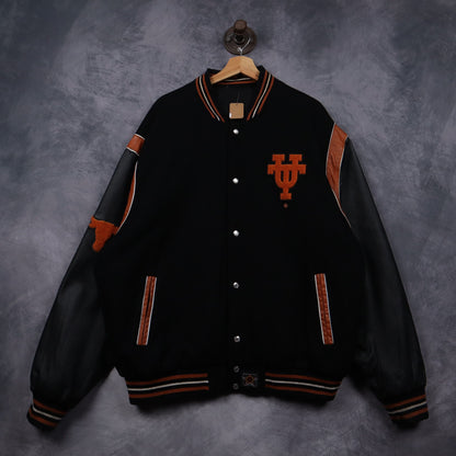 90s Black Texas Longhorns Varsity Jacket 5934