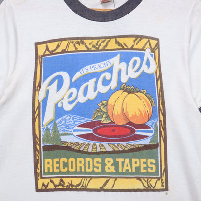 70s White Peaches Records & Tapes Ringer Shirt 5150