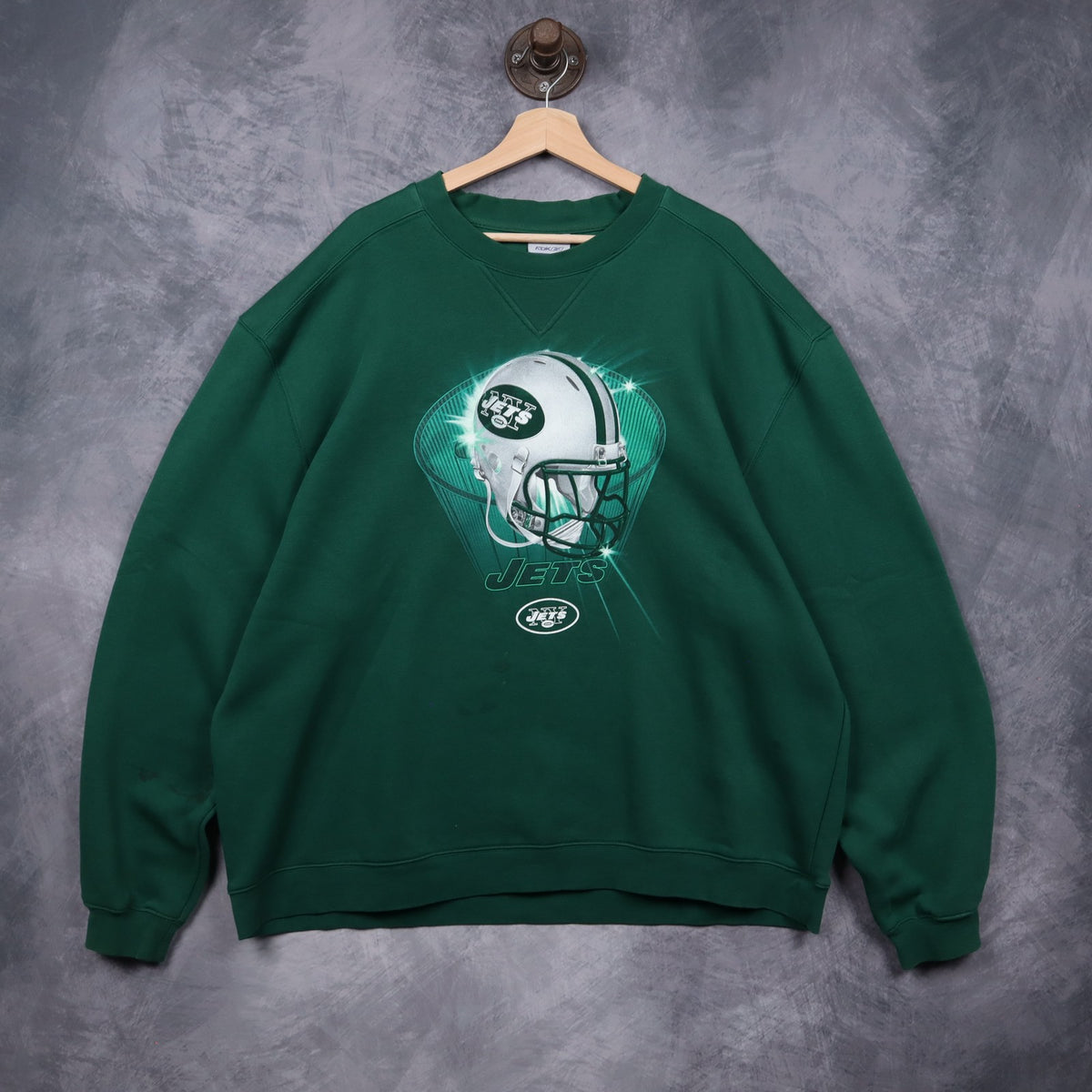 00s Green New York Jets Helmet Crewneck Sweatshirt 6447