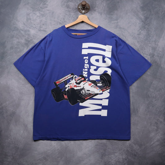 90s Blue Nigel Mansell Kmart Racing Shirt 7271