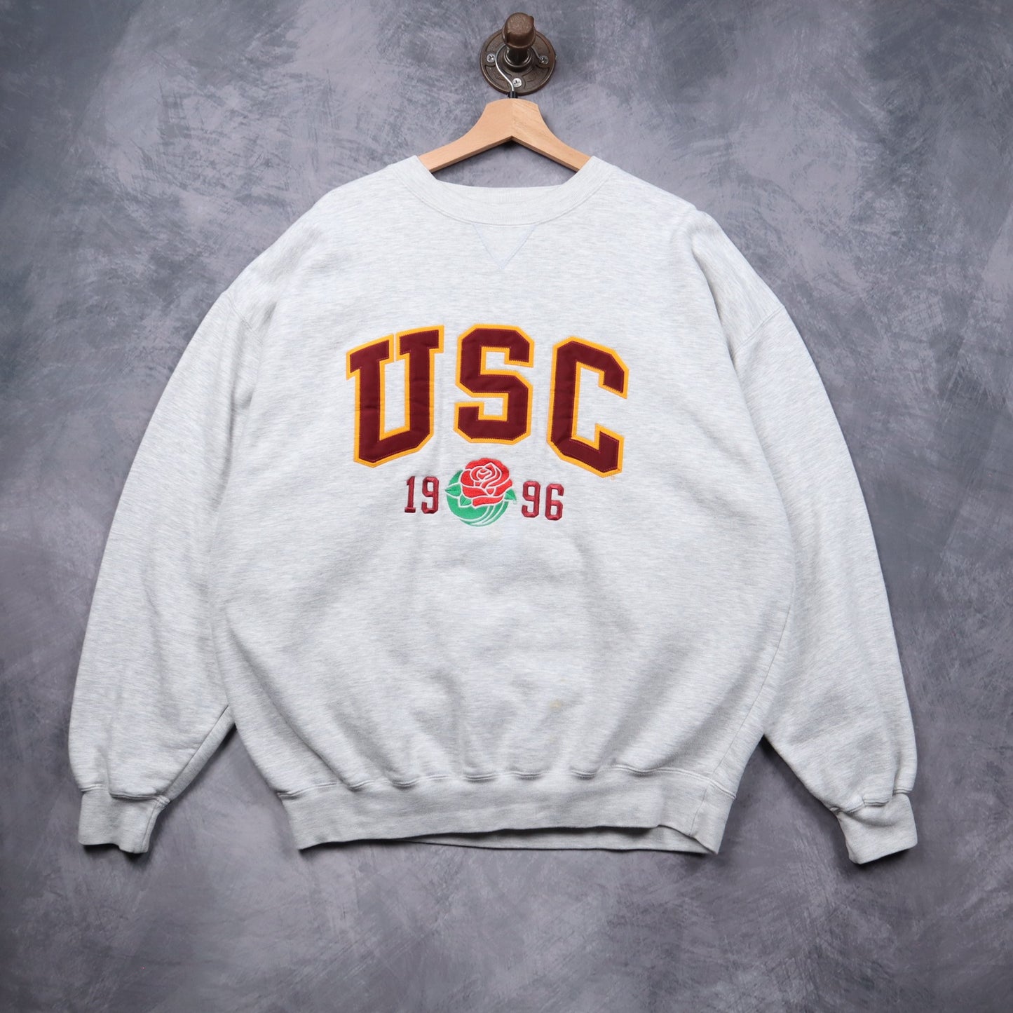 1996 Grey USC Rose Bowl Embroidered Crewneck Sweatshirt 5543