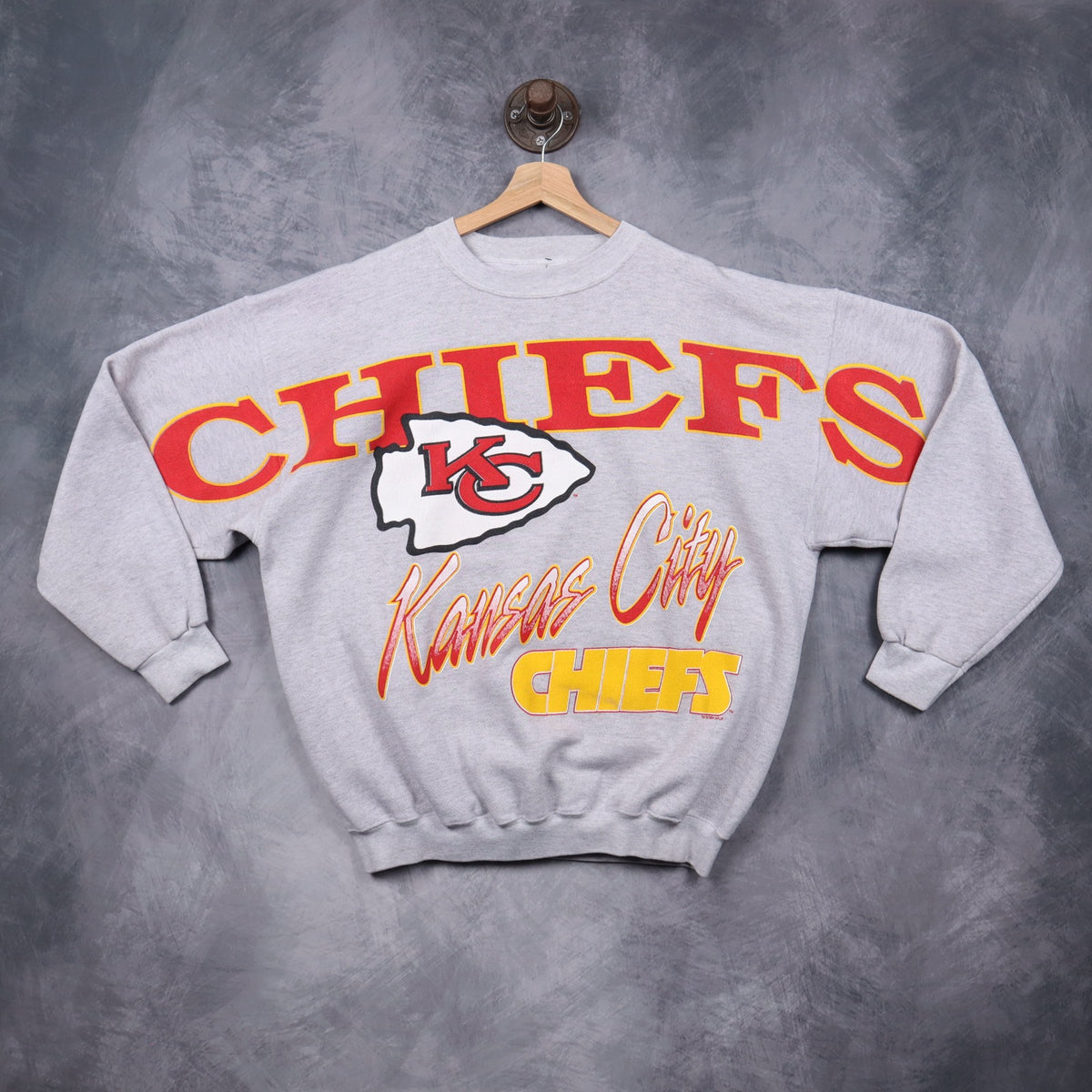 90s Grey Kansas City Chiefs Crewneck Sweatshirt 6433