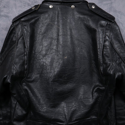 70s Black Harley-Davidson AMF Leather Motorcycle Jacket 5098