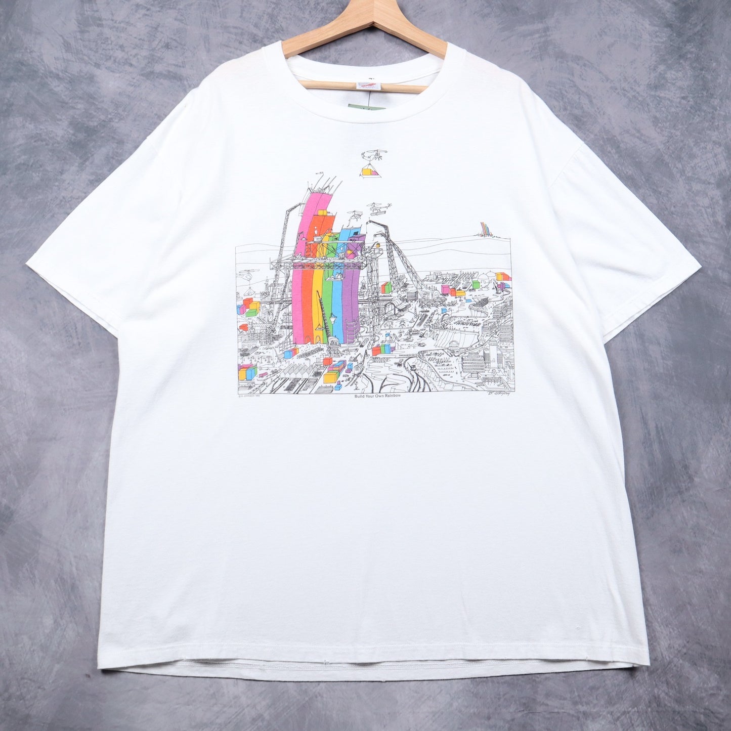 1990 White Build Your Own Rainbow B. Johnson Art Shirt 4842