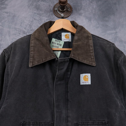 90s Faded Black Carhartt Cropped Arctic Work Jacket 4813