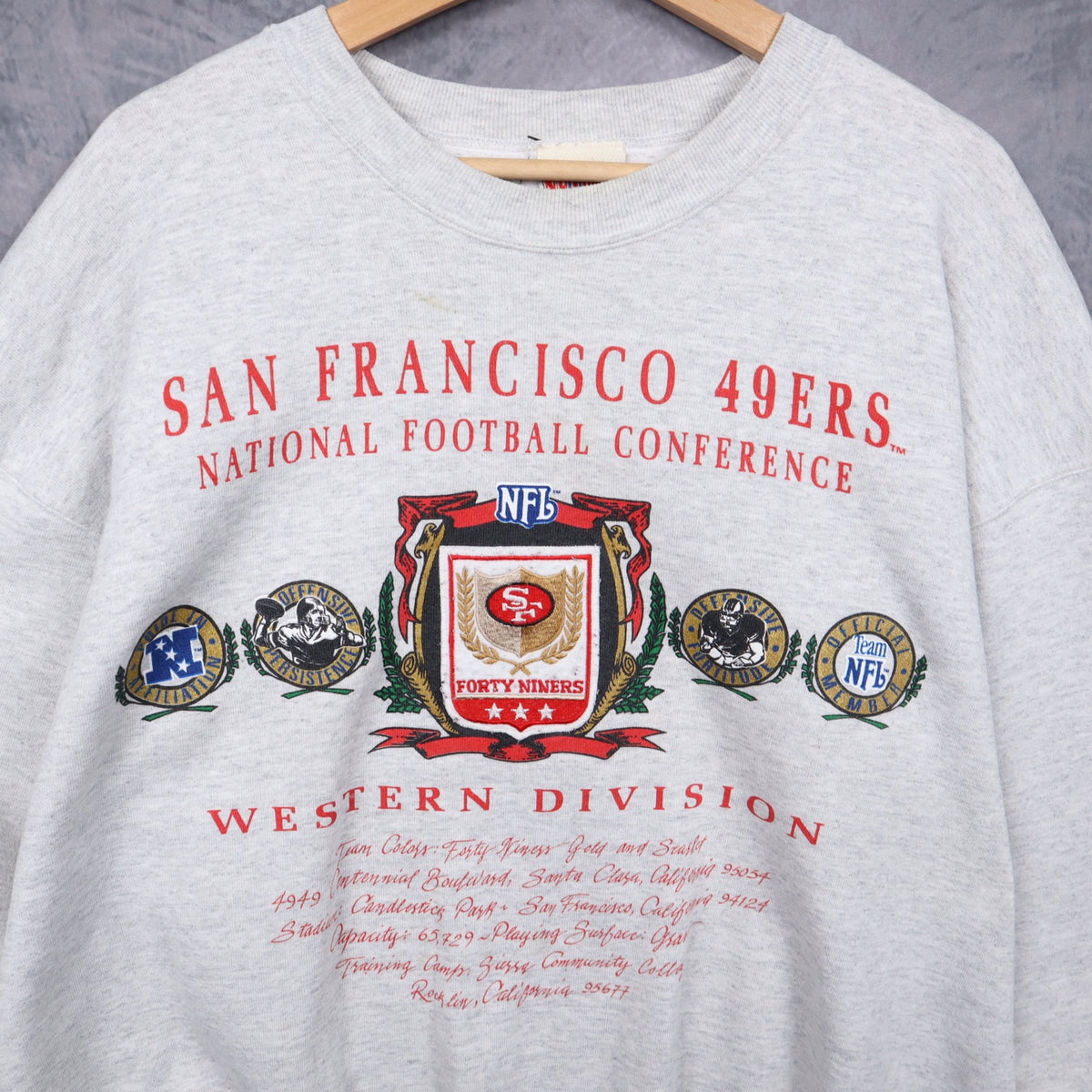 90s Grey San Francisco 49ers Western Division Crewneck Sweatshirt 6486