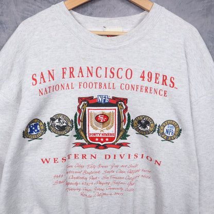 90s Grey San Francisco 49ers Western Division Crewneck Sweatshirt 6486